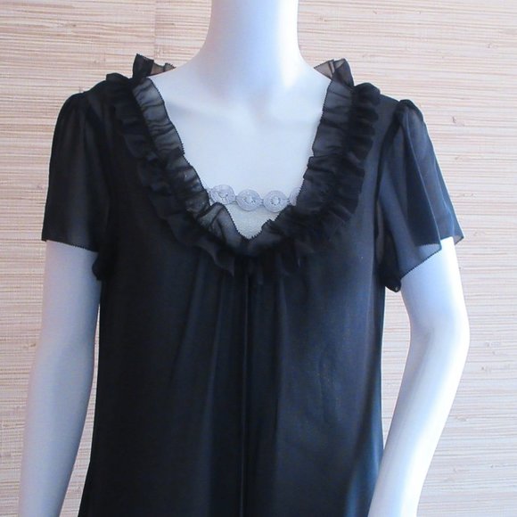 Veeko Women's Ruffle-trimmed Embroidered Silk-organza Mini Dress Black - Picture 4 of 7